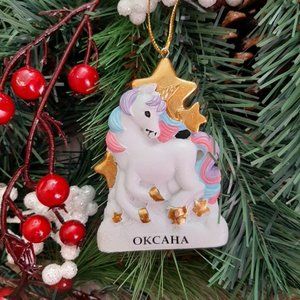 Handmade Russian Oksana Unicorn Christmas Ornament